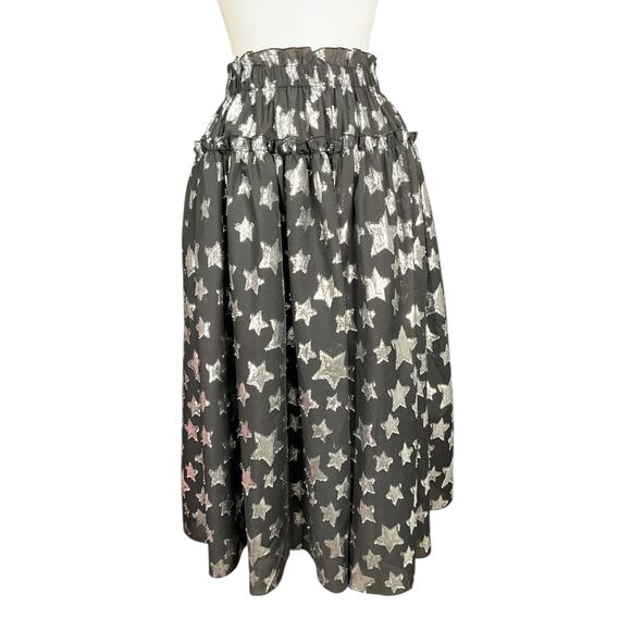 Halogen x Atlantic-Pacific Star Tulle Midi Skirt Small Black Silver Layered Tull - Picture 2 of 9